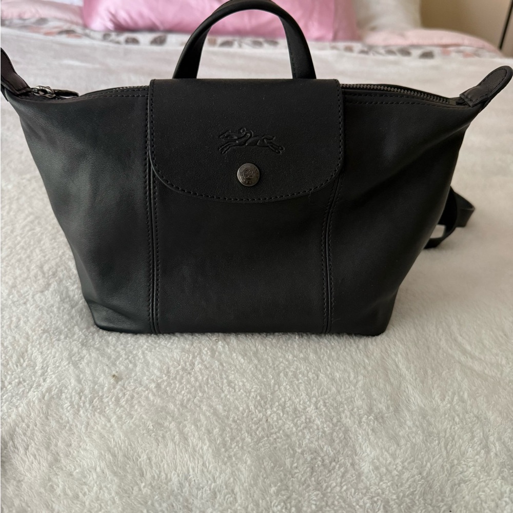 Longchamp Black Leather Backpack